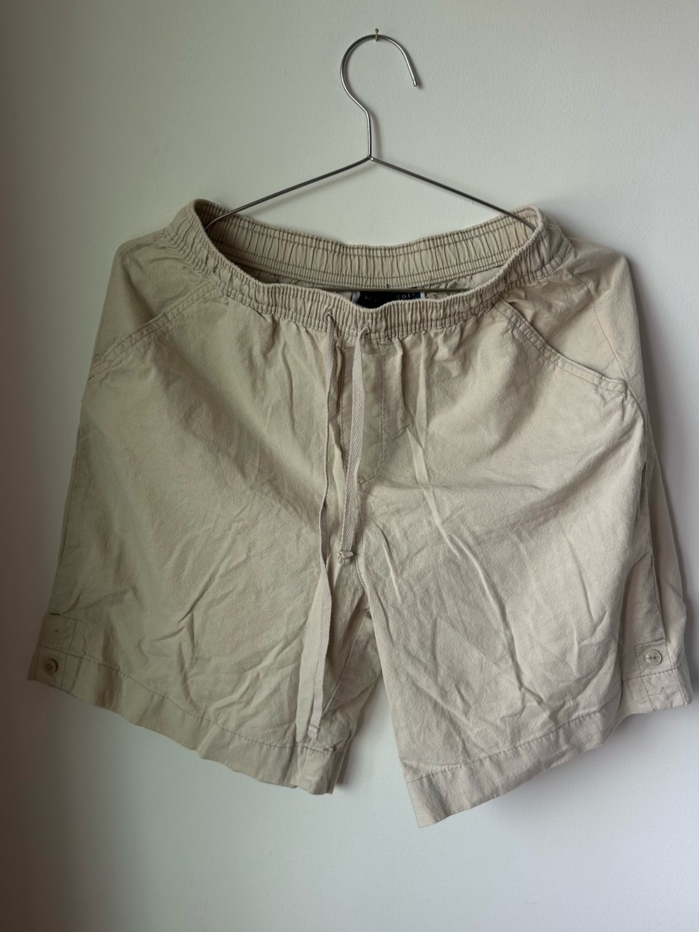 Karen Scott Light Beige Drawstring Athletic Shorts